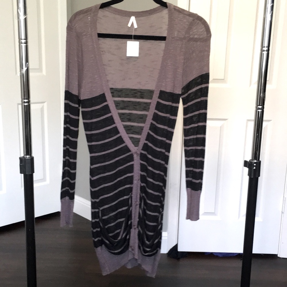 Striped gray and black cardigan